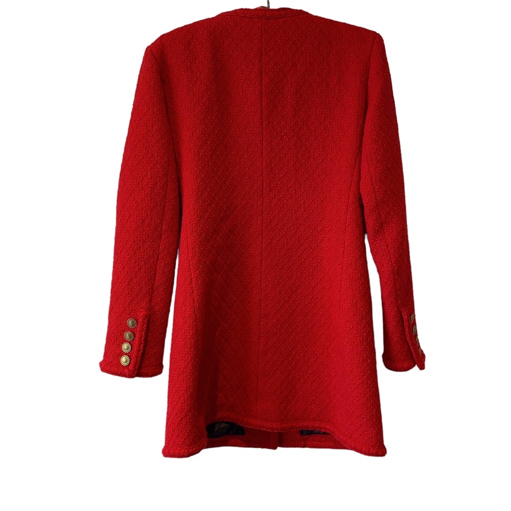 SAINT LAURENT PARIS DIAMOND EMBOSSED WOOL TWEED BLAZER JACKET RED - Picture 3 of 16